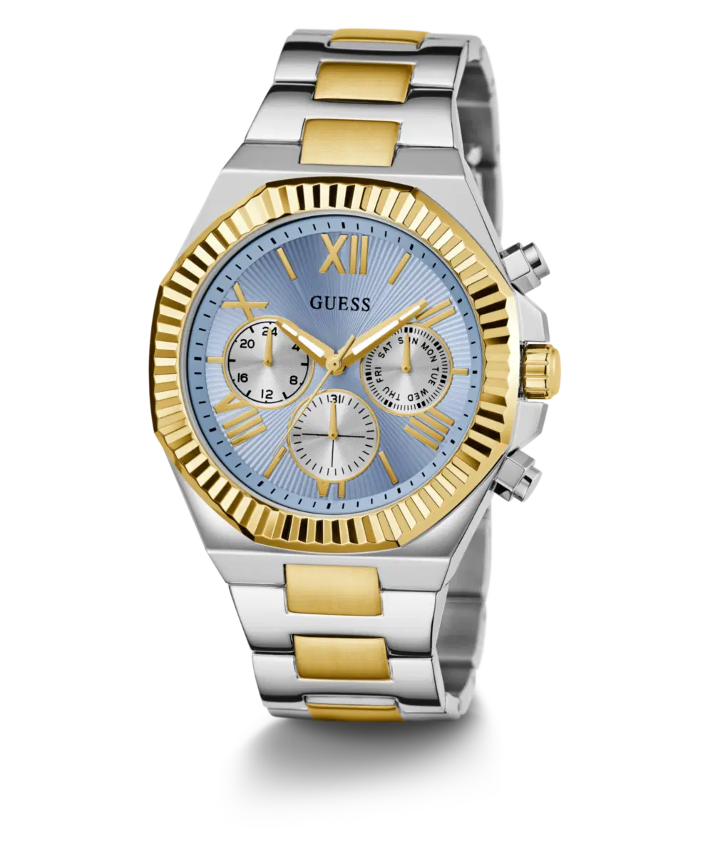 Guess Men's Multi Function Silver and Gold Steel Watch