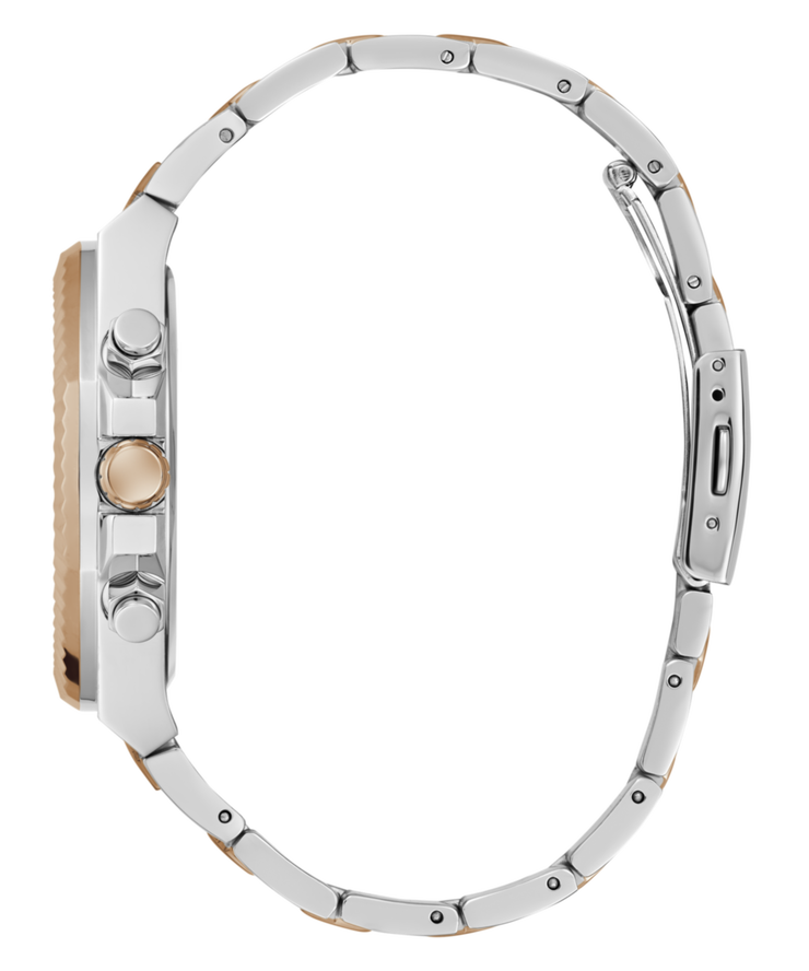 Guess Men's Multi Function Silver and Rose Gold Steel Watch