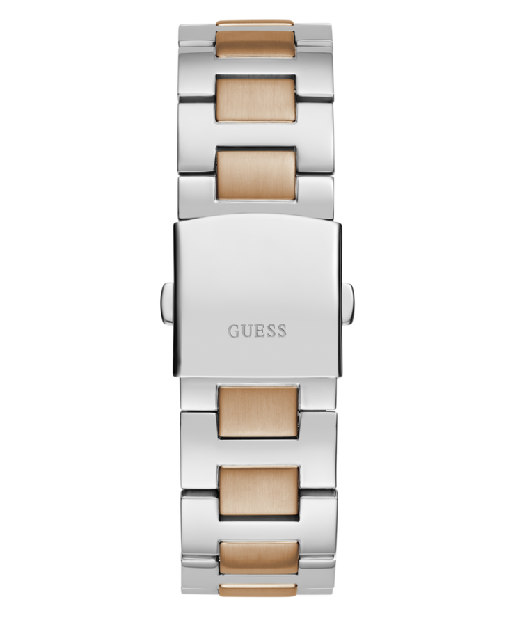 Guess Men's Multi Function Silver and Rose Gold Steel Watch
