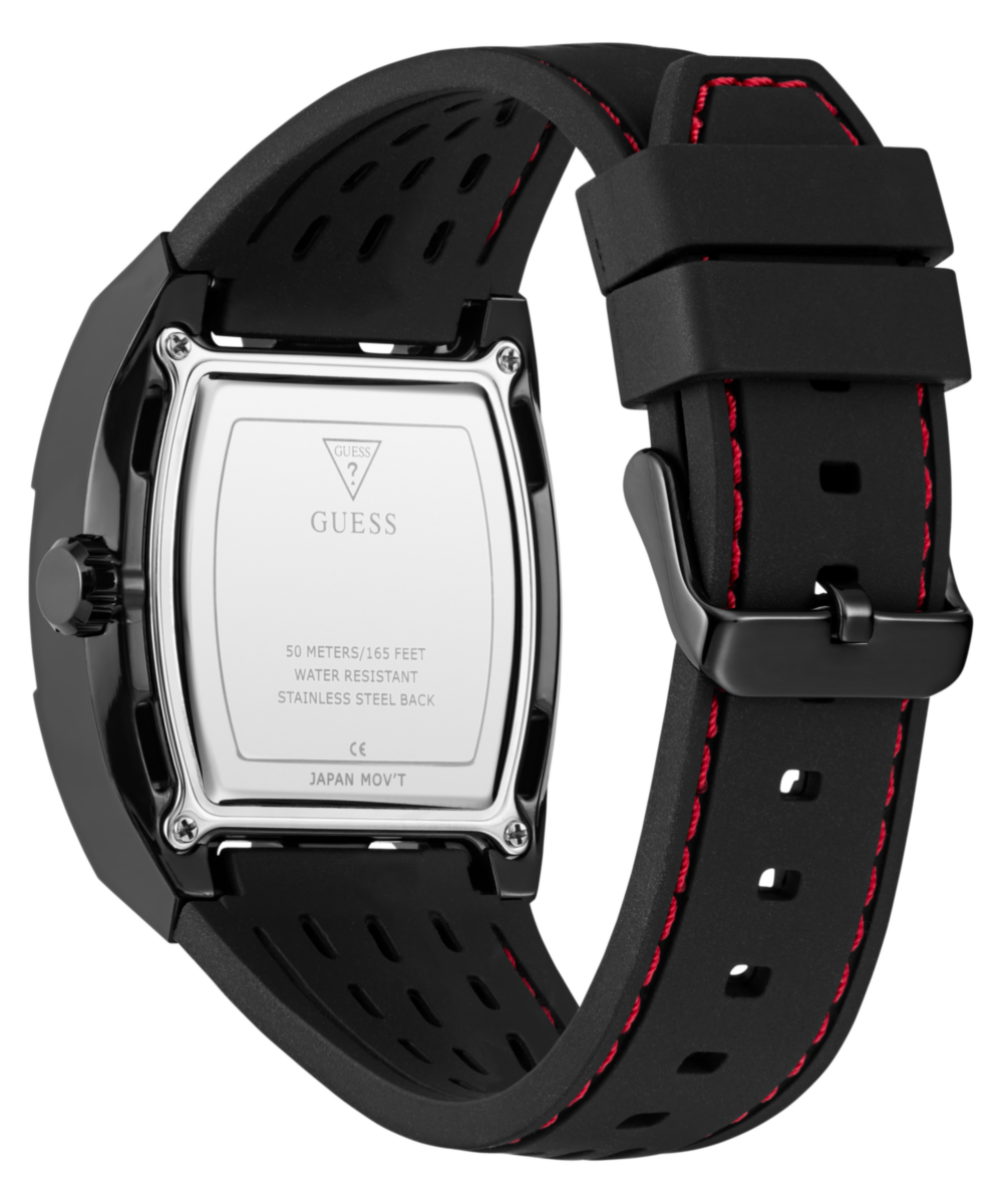 Guess Men's Automatic Black Silicone Strap Watch Snake Edition