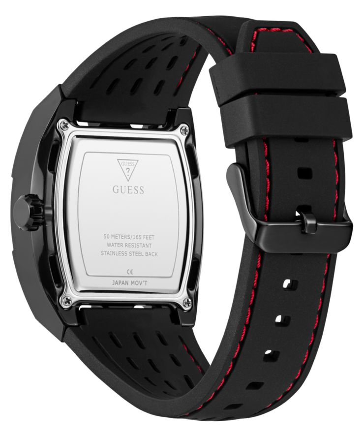 Guess Men's Automatic Black Silicone Strap Watch Snake Edition