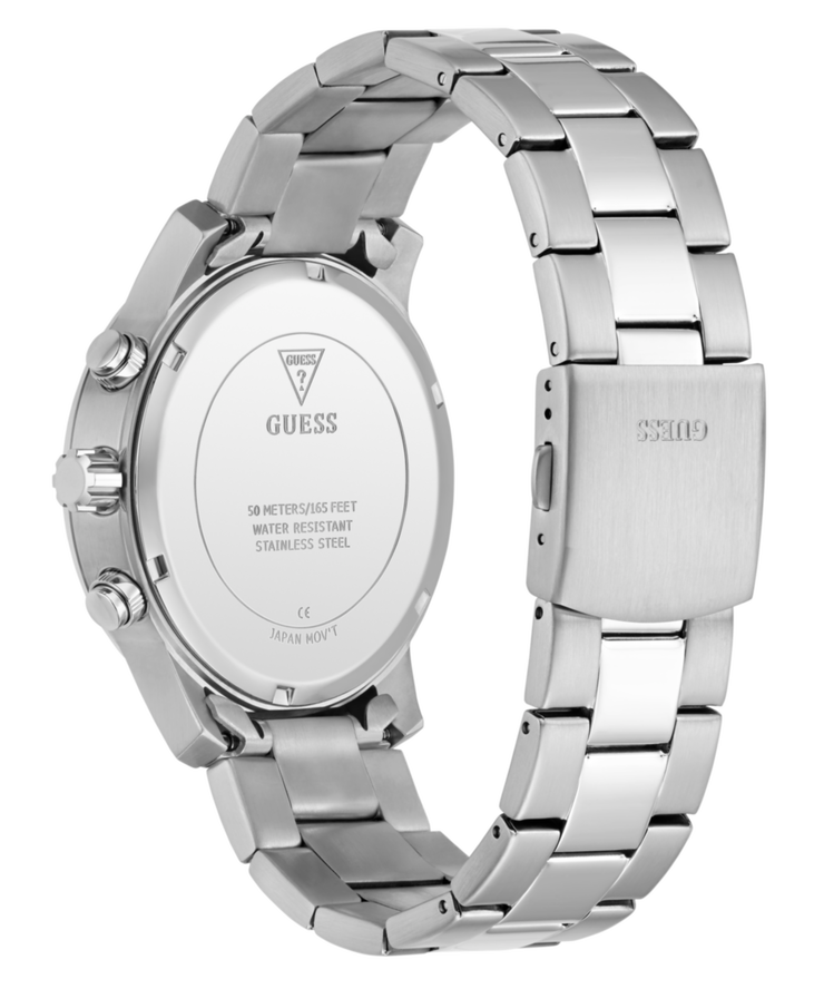 Guess Men's Blue Dial Silver Stainless Steel Multifunction Watch
