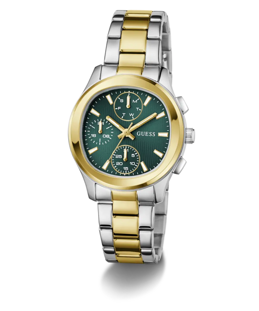 Guess Women's Two Tone Steel Watch with Green Dial