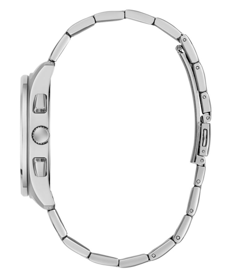 Guess Palmer Multifunction Watch for Men Silver Steel Black Dial
