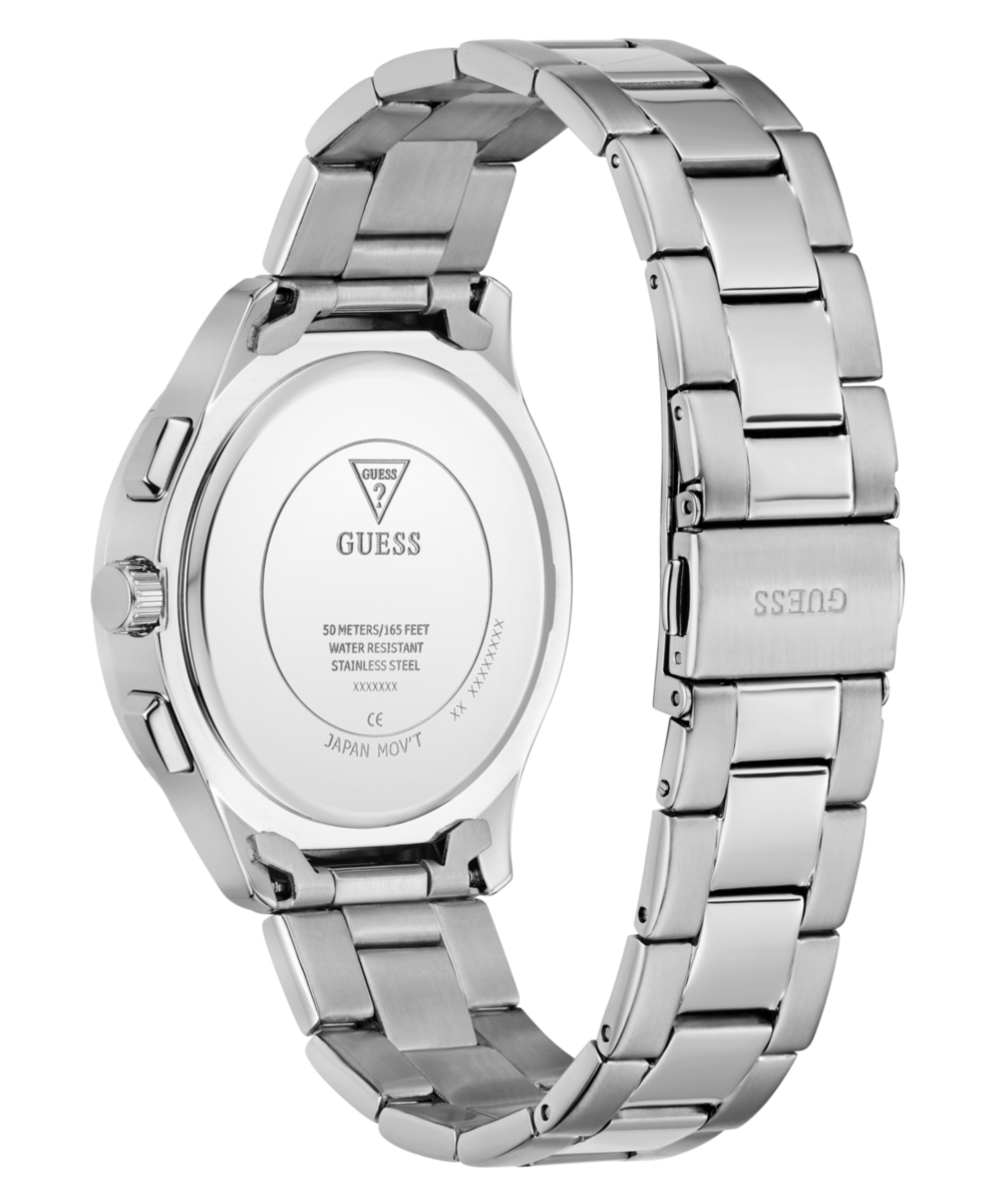 Guess Palmer Multifunction Watch for Men Silver Steel Black Dial