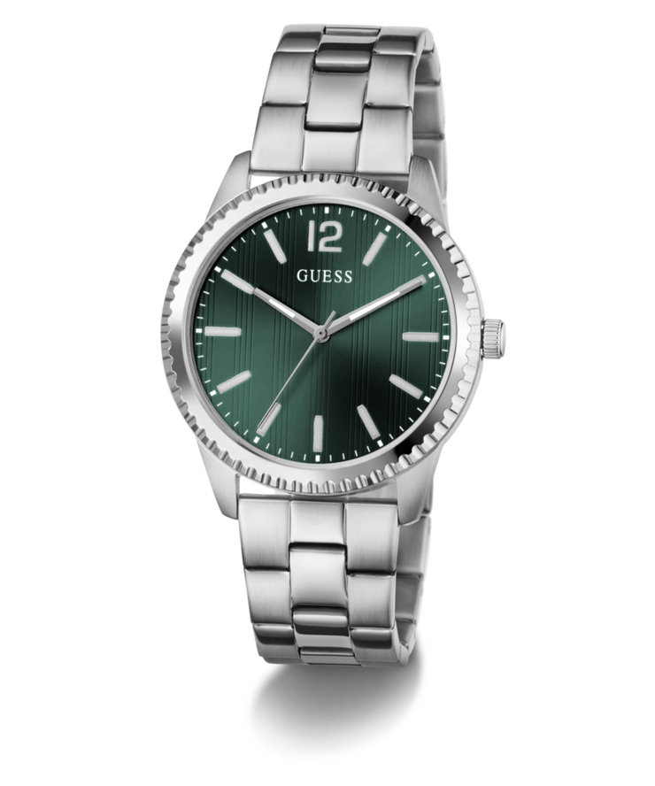 Guess Men's Green Dial Silver Stainless Steel Watch
