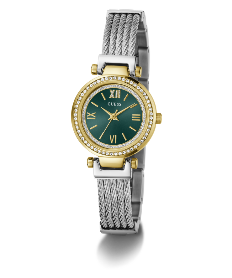 Guess Mini Soho Women's Gold & Silver Green Dial Crystal Watch