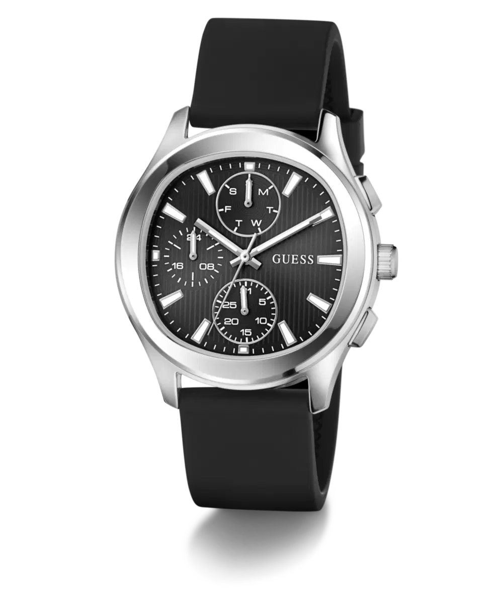 Guess Palmer Multifunction Watch for Men - Black Silicone Strap