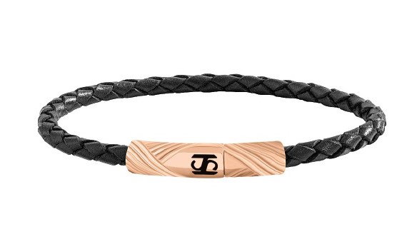 Saint Honore Black Leather Bracelet - Rose Gold