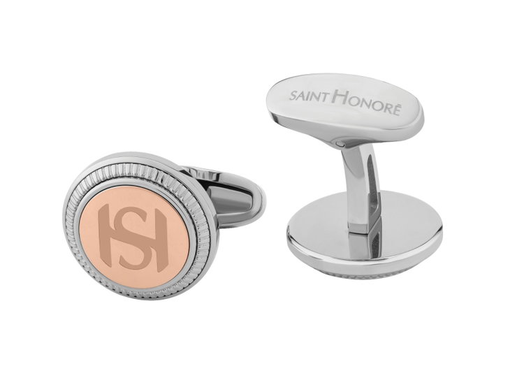 Saint Honore Men's Silver and Rose Gold Cufflinks