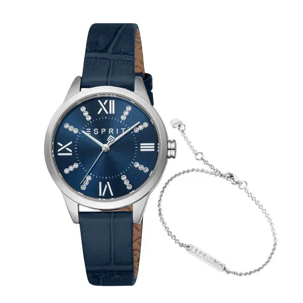 Esprit Pointy ladies Quartz watch with blue leather strap
