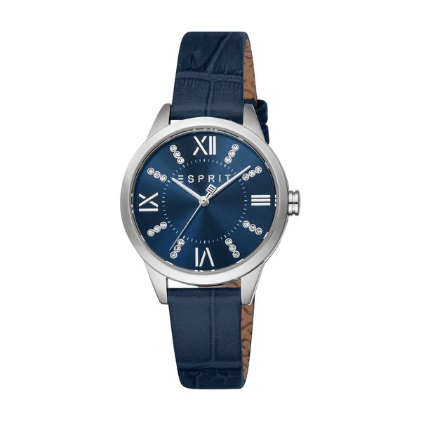 Esprit Pointy ladies Quartz watch with blue leather strap