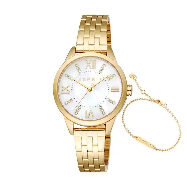 Esprit Pointy ladies Quartz watch stainless steel gold