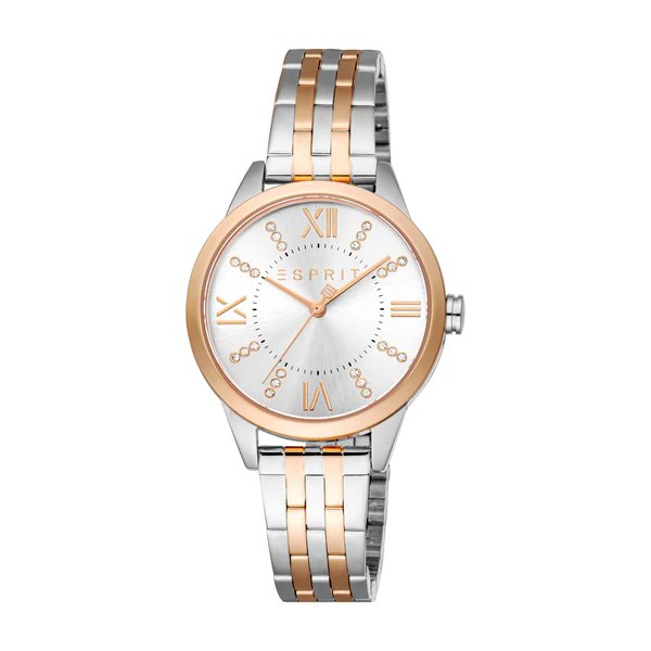 Esprit Pointy ladies Quartz watch stainless steel rose gold , Silver