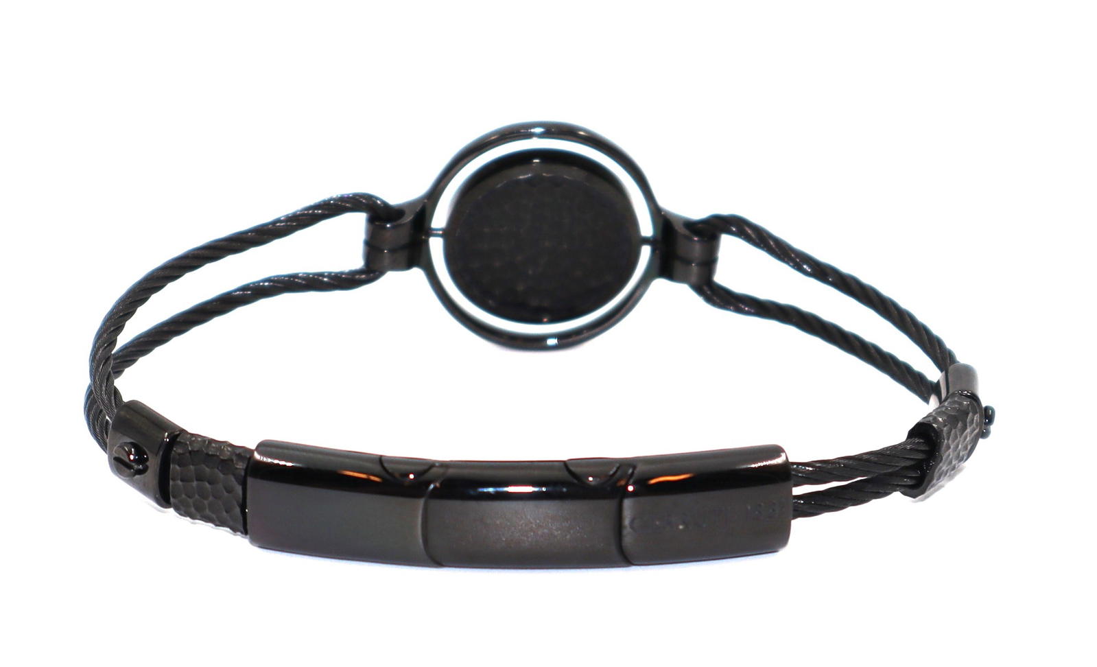 Cerruti 1881 gent bracelet black leather with Pearl
