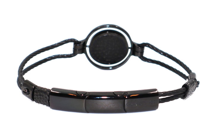 Cerruti 1881 gent bracelet black leather with Pearl