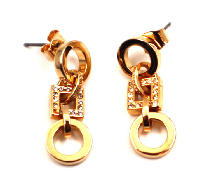 Cerruti 1881 Gold Earring with Crystal- Geometric Charms
