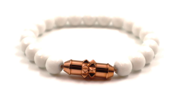 Police bracelet for women rose gold with white beads