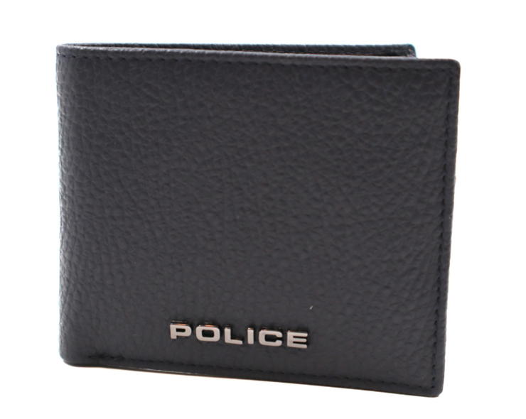 Police Men's Wallet - Black Leather with Card Holder 
