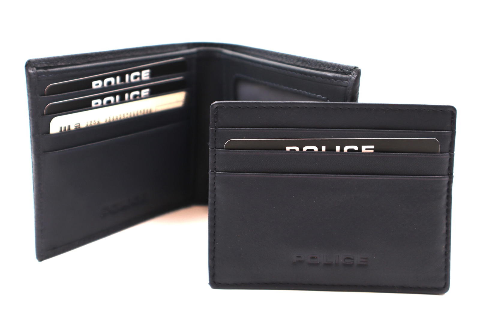 Police Men's Wallet - Black Leather with Card Holder 