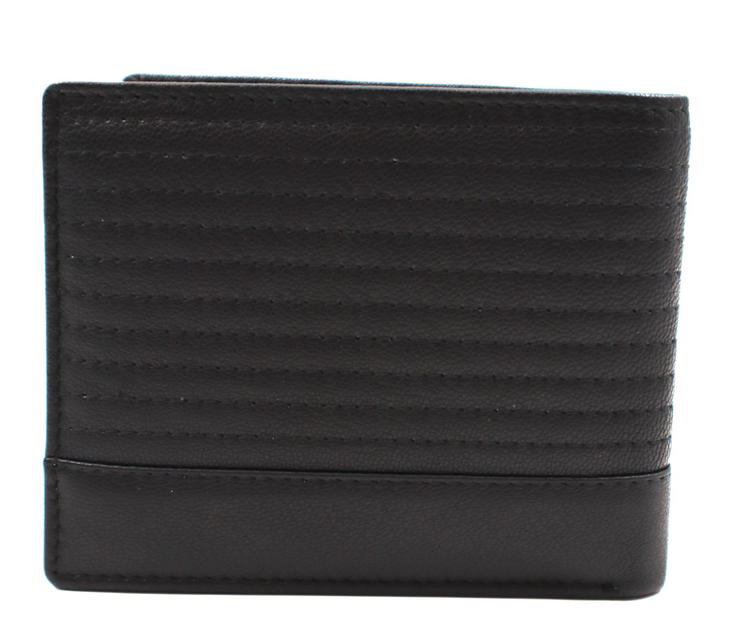 Police Men's Wallet - Black Quilted Leather with Metal Logo
