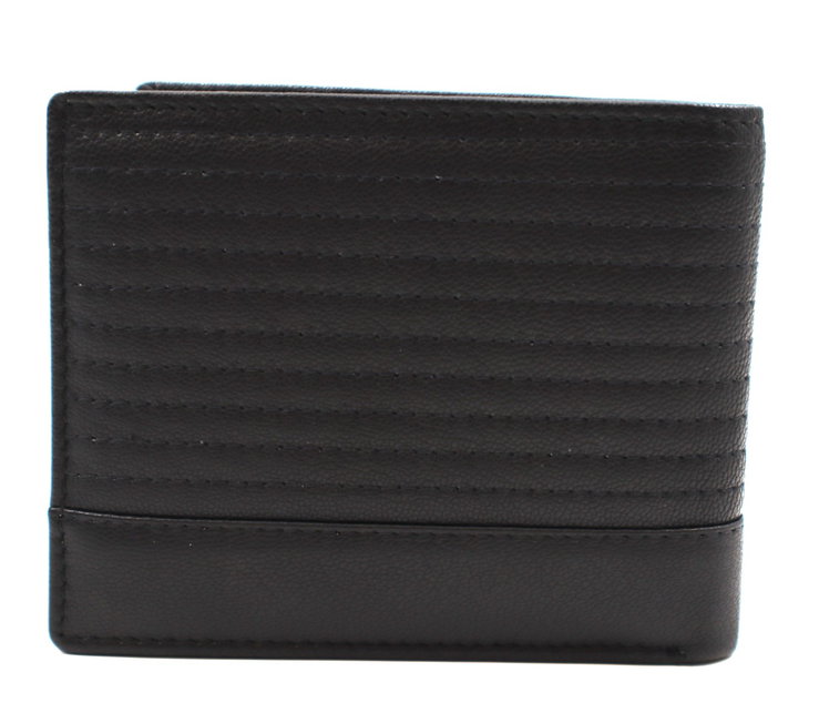 Police Men's Wallet - Black Quilted Leather with Metal Logo