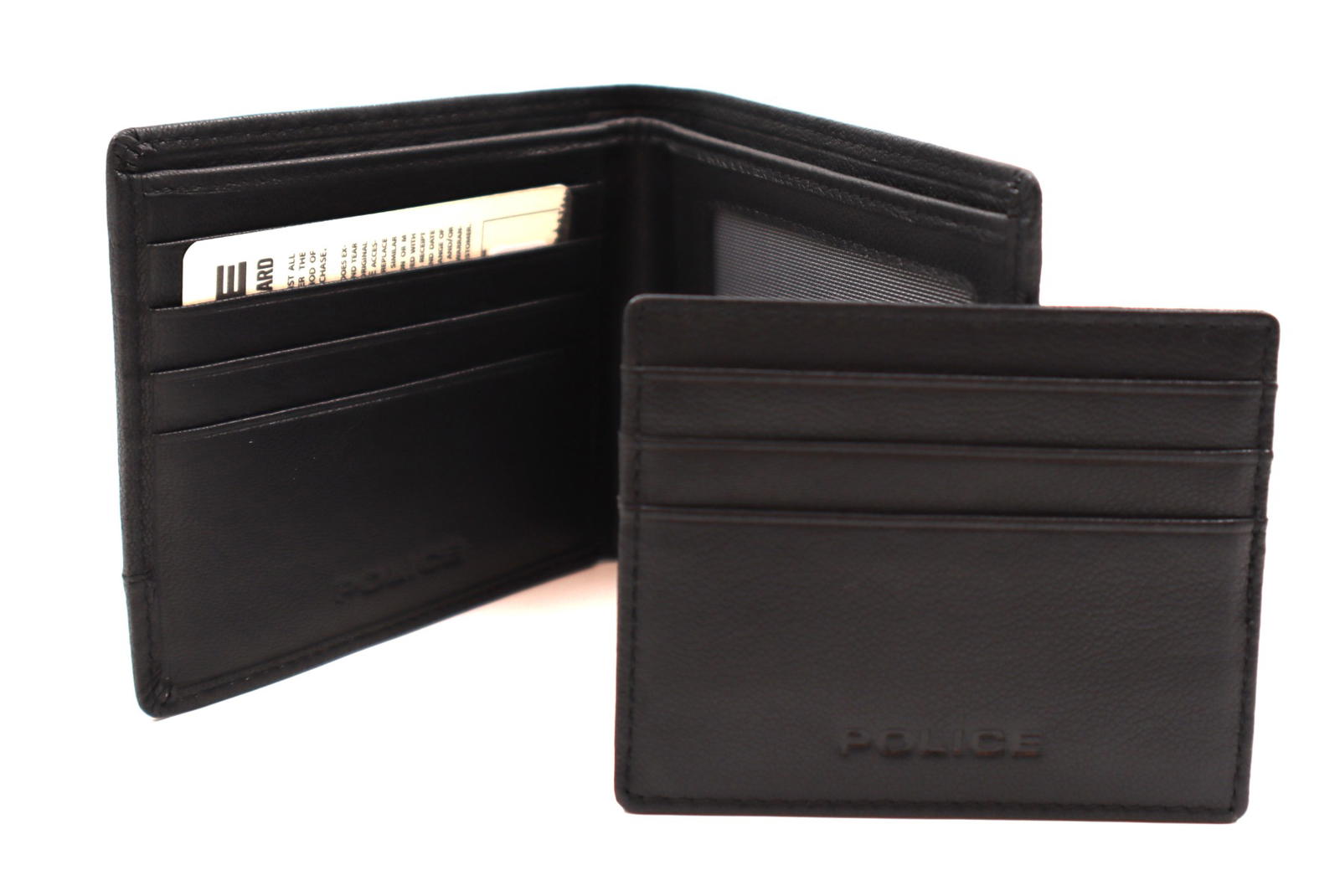 Police Men's Wallet - Black Quilted Leather with Metal Logo
