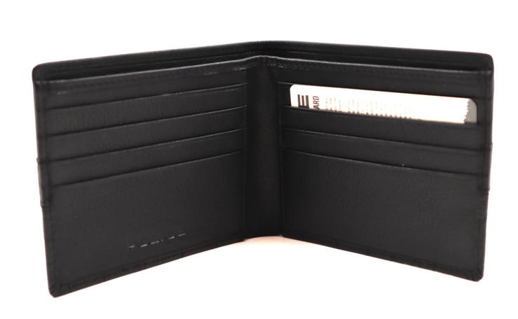 Police Men's Wallet - Black Leather with Croc-Embossed 