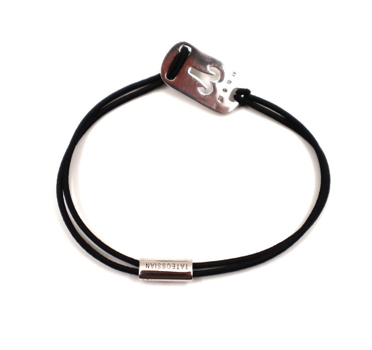 Tateossian Men’s Black Cord Bracelet with Silver Detail