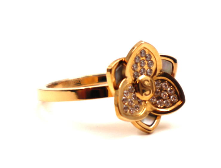 Saint Honore Gold Flower Ring with Crystals Size 56