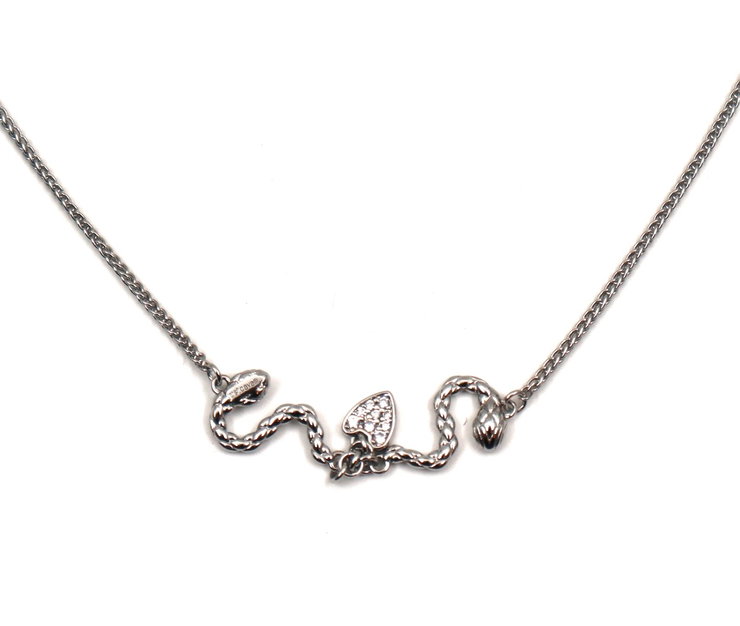 Just Cavalli Women's Silver Snake Necklace with Crystal