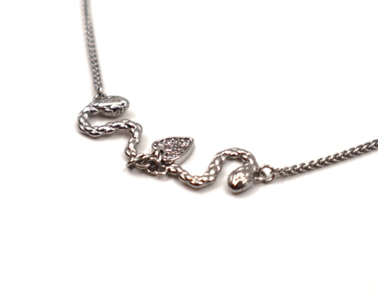 Just Cavalli Women's Silver Snake Necklace with Crystal