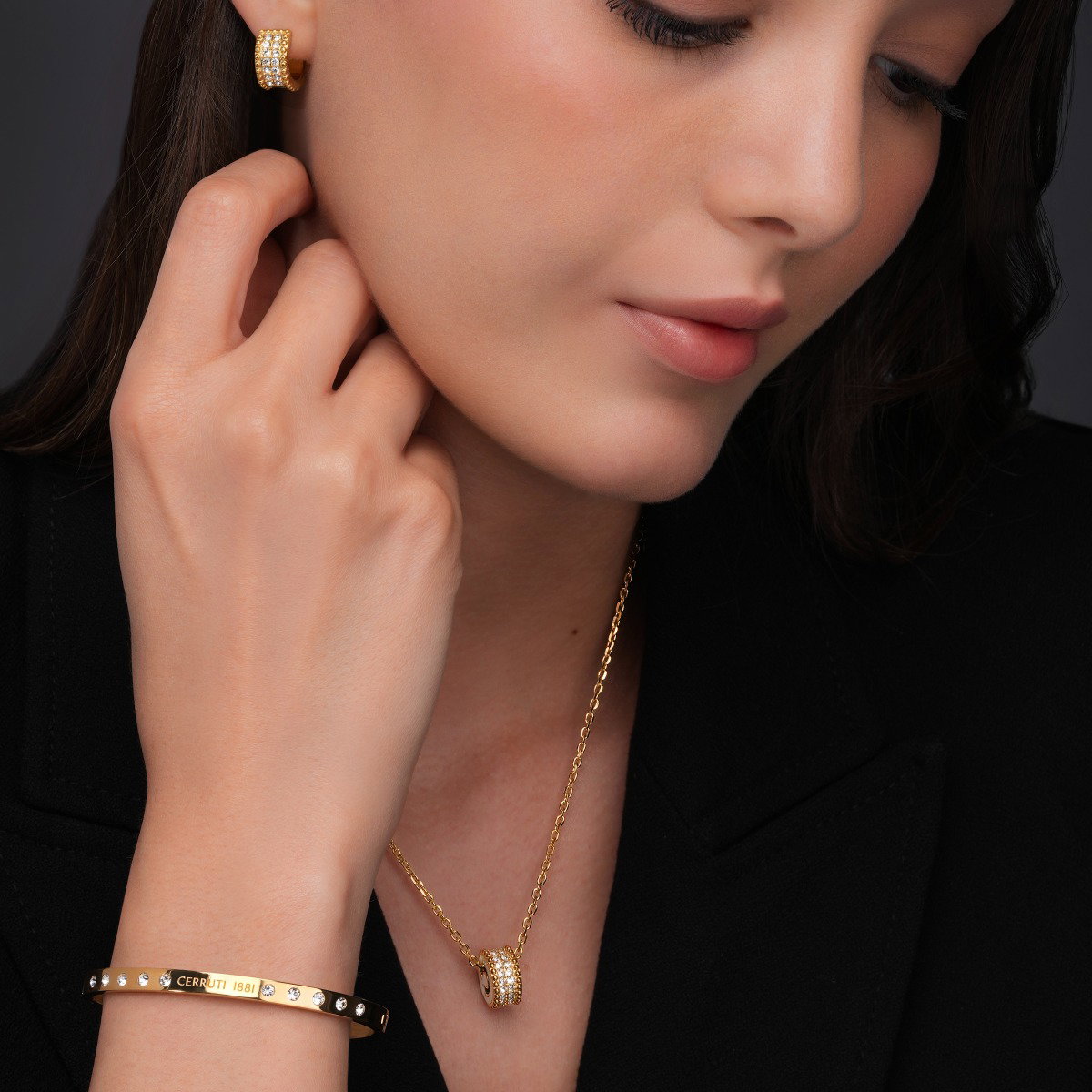 Cerruti 1881 ISADORA Ladies Bangle Gold Tone with Crystal