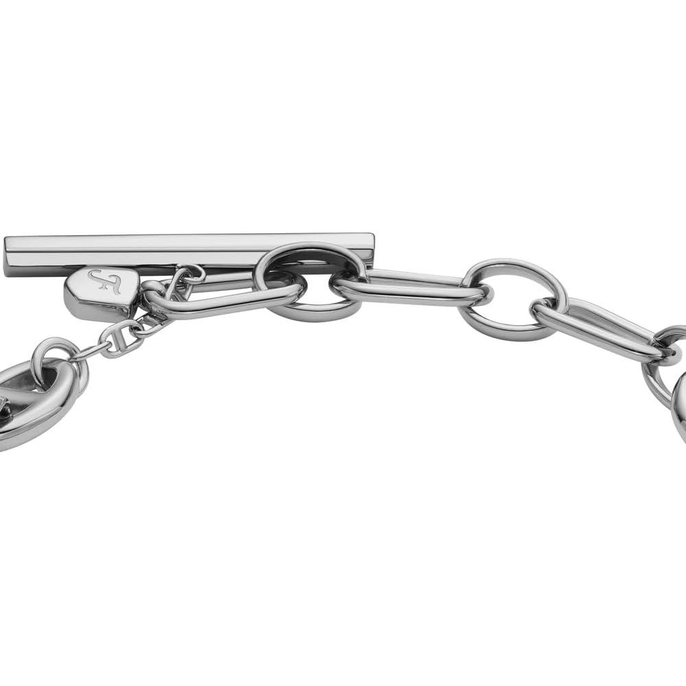Fossil Women's Silver-Tone Logo Link Chain Bracelet
