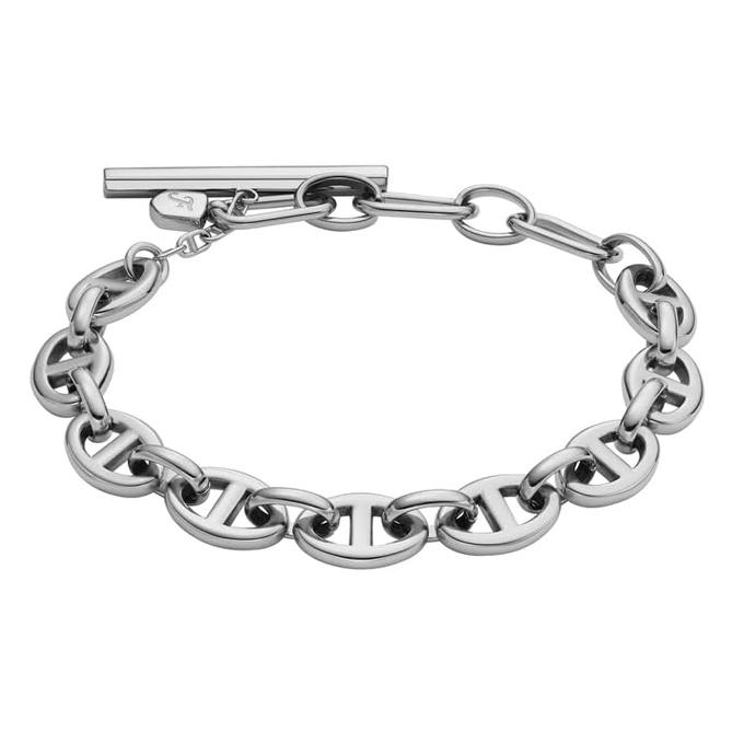Fossil Women's Silver-Tone Logo Link Chain Bracelet