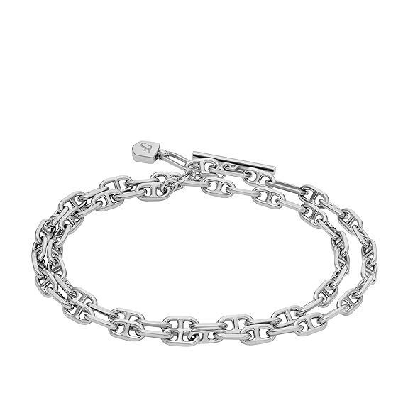 Fossil Women's Silver Double Wrap Chain Bracelet