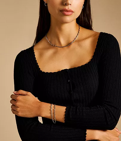 Fossil Women's Silver Double Wrap Chain Bracelet