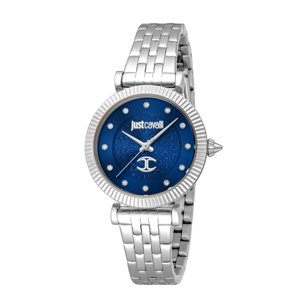 Just Cavalli Animalier ladies watch steel silver , Blue 