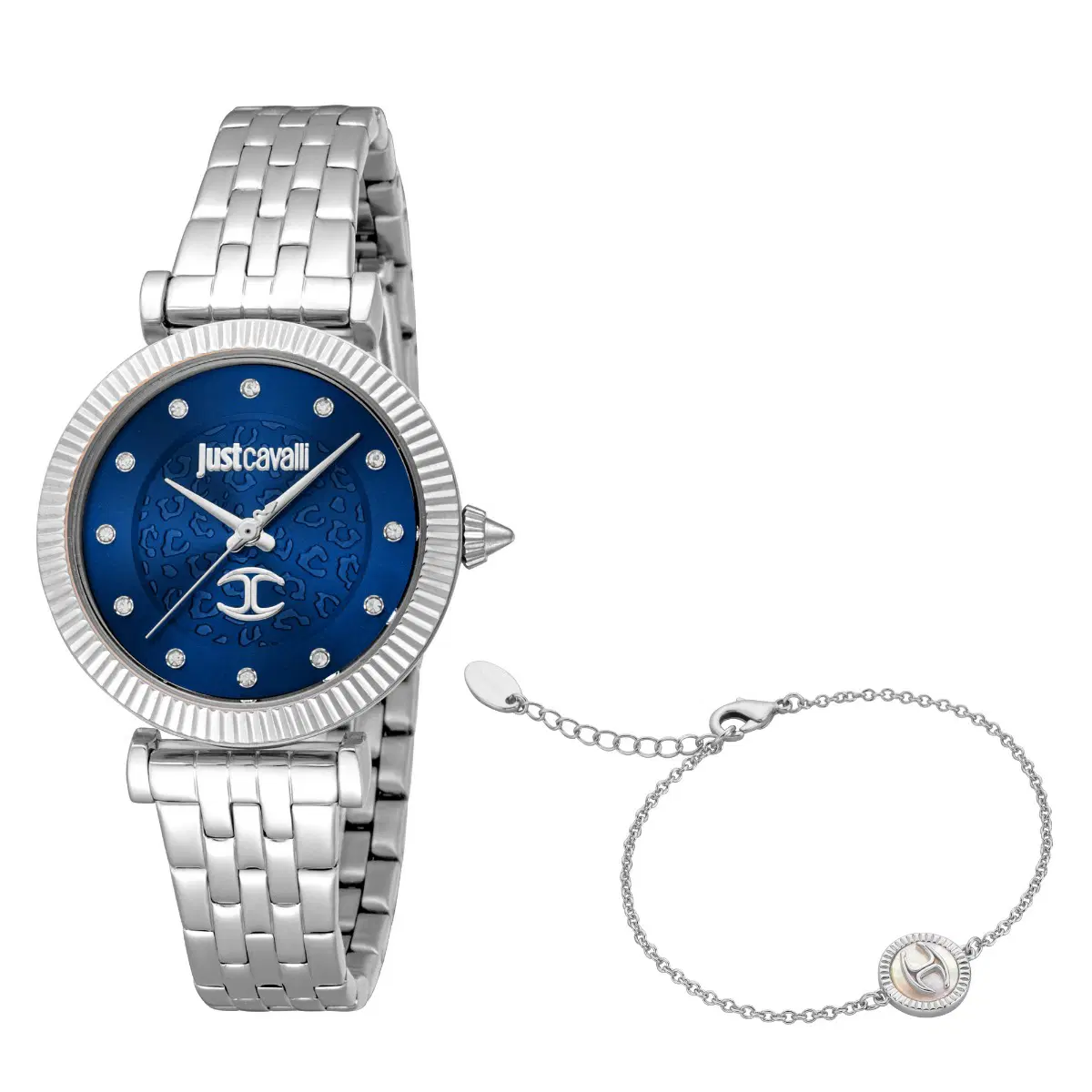 Just Cavalli Animalier ladies watch steel silver , Blue 
