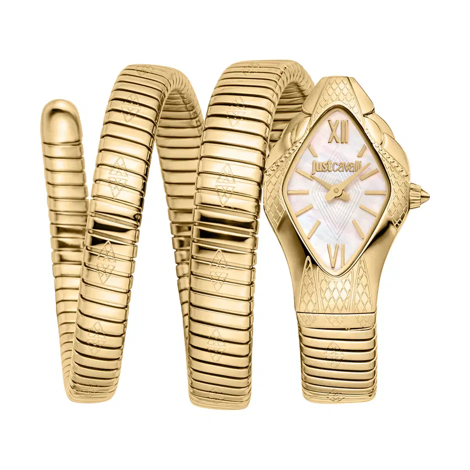Just Cavalli Cristallo Women Gold Tone Snake Wrap Watch