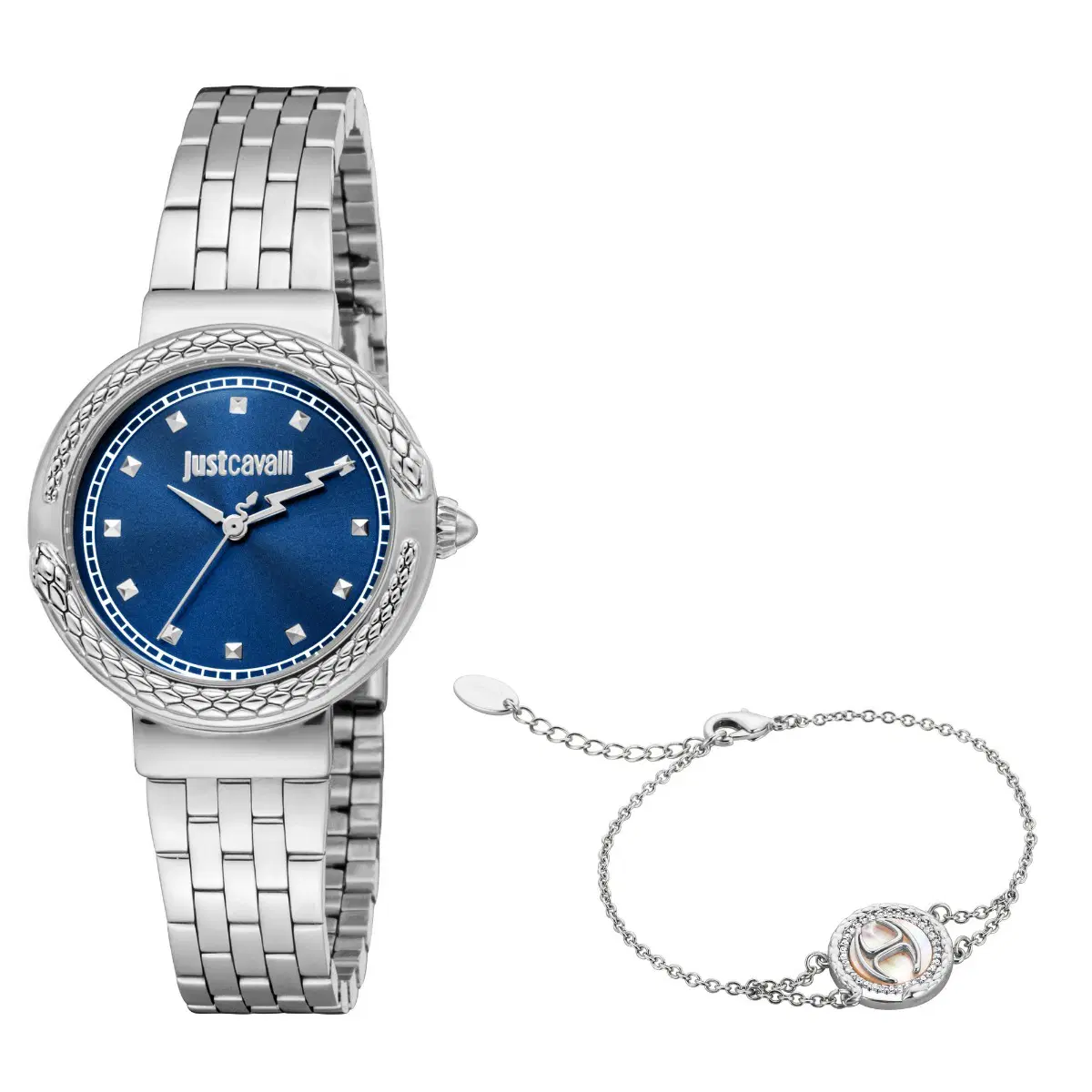 Just Cavalli ladies Quartz watch steel silver , Blue 