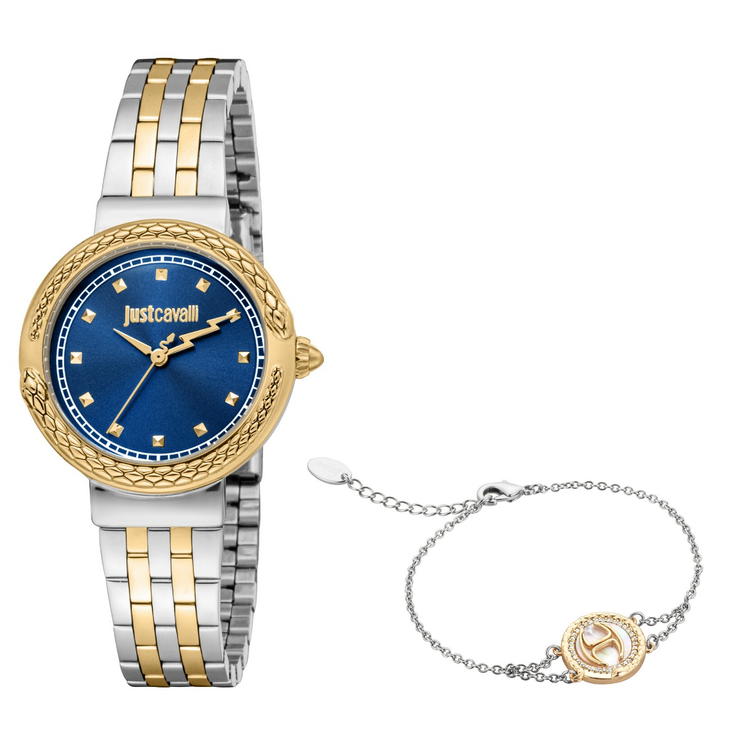 ساعة يد للنساء من جست كافالى كوارتز استيل لون ازرق مع ذهبى 