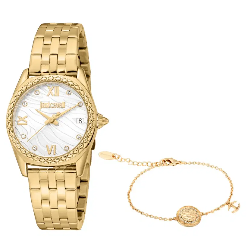 Just Cavalli Ladies animalier Watch set with 2 pcs gold
