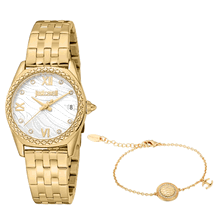 طقم ساعة انيماليير للسيدات من جست كافالى مكون من قطعتين ذهبى 