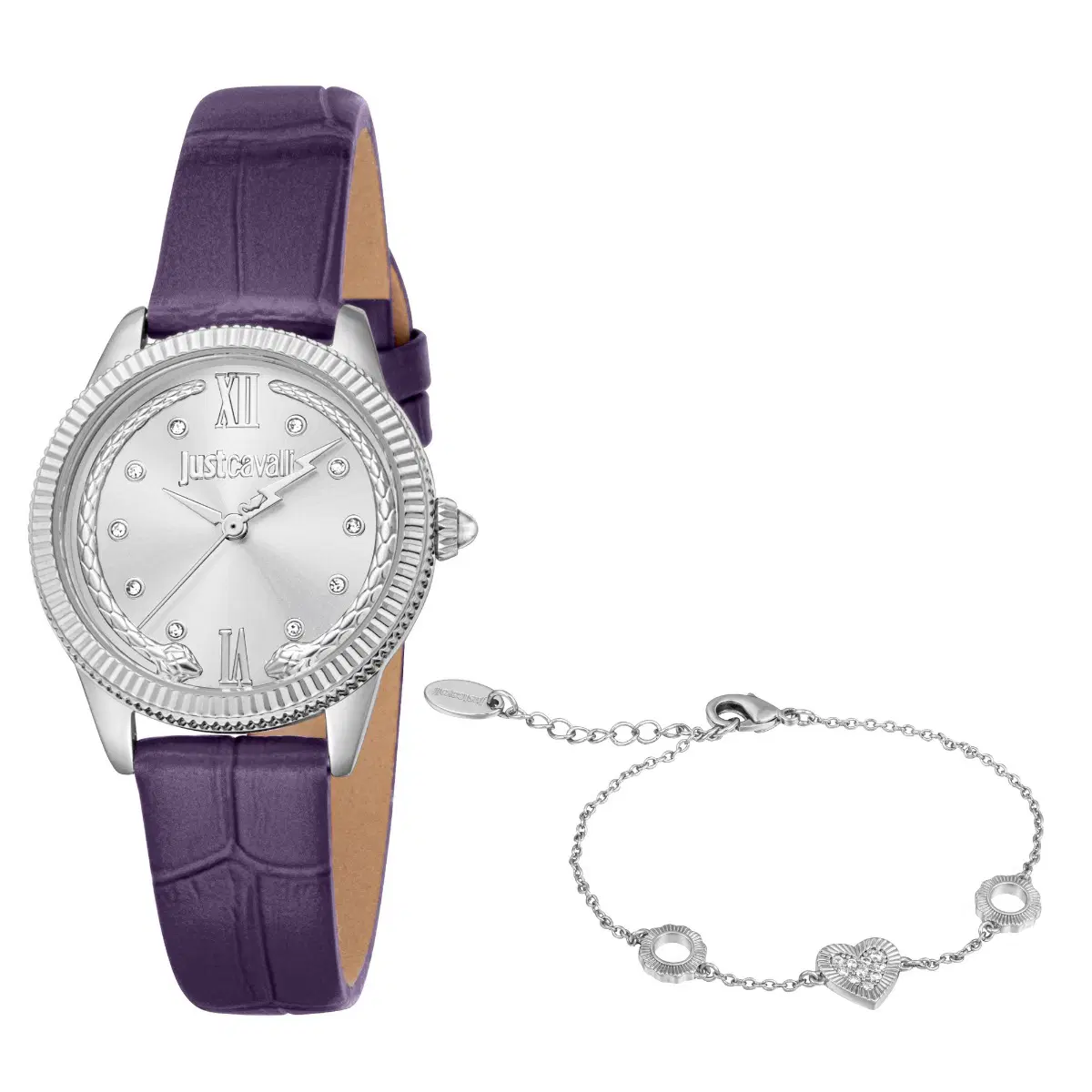 Just Cavalli ladies Quartz watch with purple leather strap