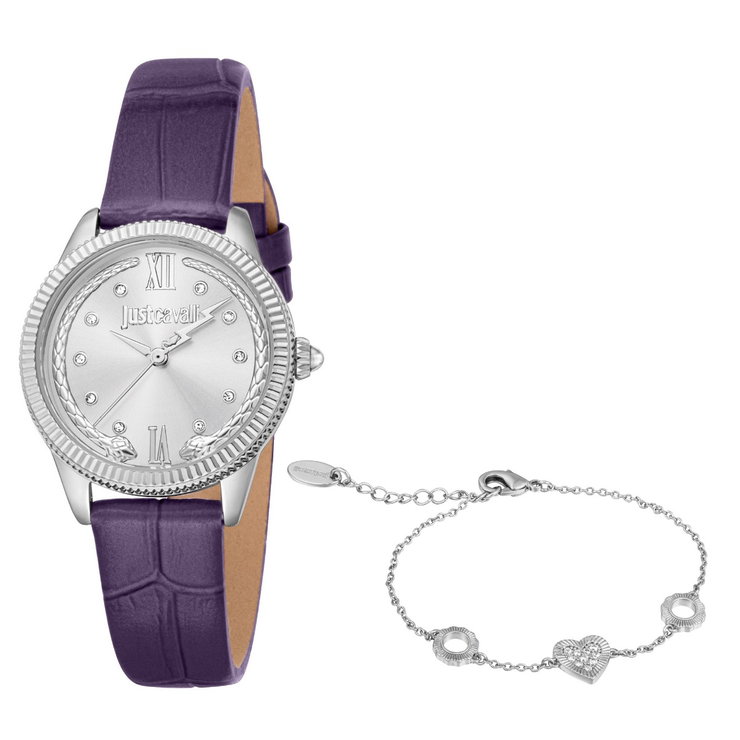 Just Cavalli ladies Quartz watch with purple leather strap