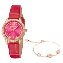 ساعة يد للنساء من جست كافالى كوارتز جلد لون احمر 