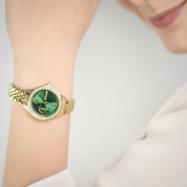 Just Cavalli Time Watch for Women stainless steel gold ,Green