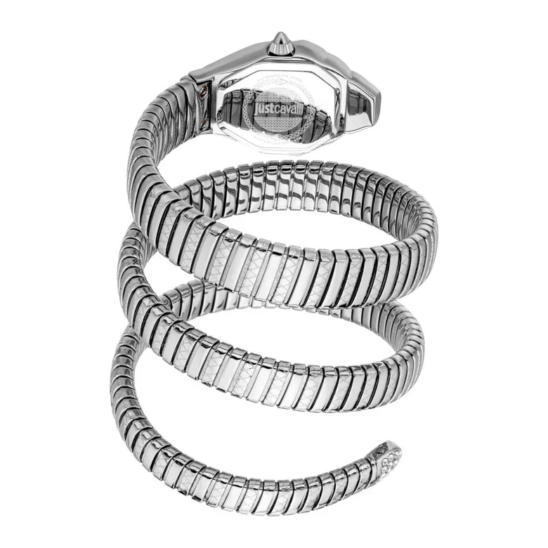Just Cavalli Ambra Ladies Silver Snake Wrap Bracelet Watch