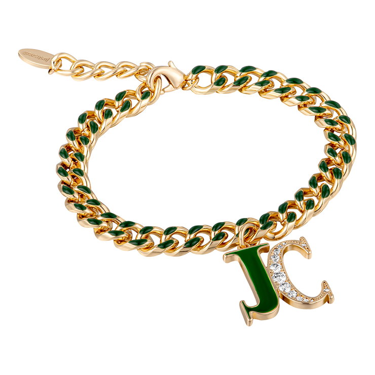 Just Cavalli bracelet for women steel gold with green